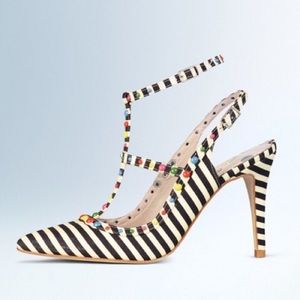 Boden striped heels NWOT